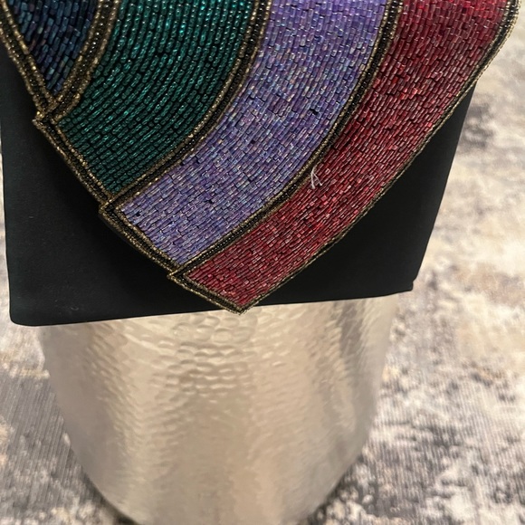Vintage 💎1980s 💎Jewell toned beaded Art 💎Deco evening cross body bag 💎 - Picture 6 of 17